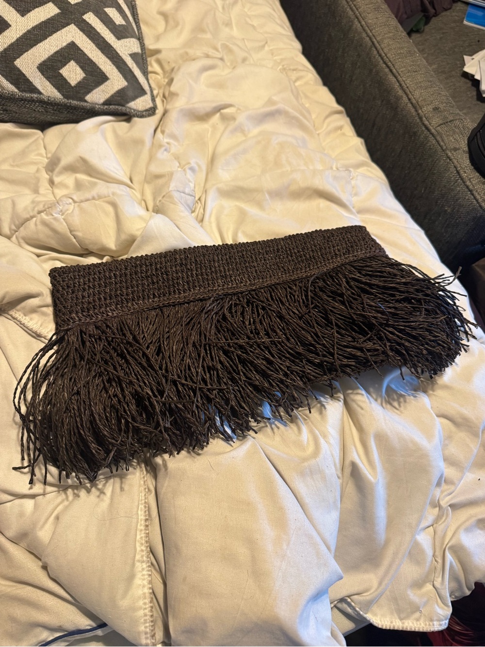 Mango Brown Fringe Clutch Bag - Women Accessories